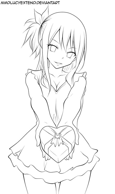 Lucy Happy Valentines Day Lineart By Mmdlucyextend On Deviantart