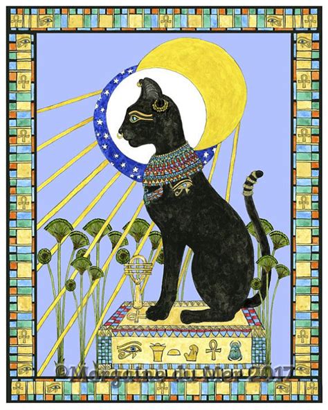 Bast Bastet Egyptian Cat Goddess Print Feline Mythology Sun Etsy