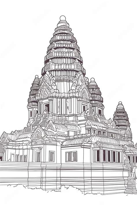 Premium Ai Image A Sketch Of A Temple In Angkor Wat