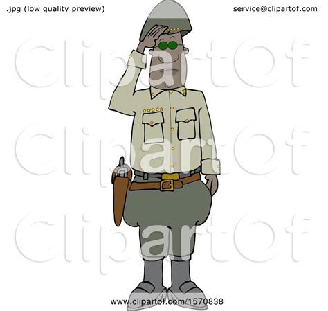 Clipart Of A Black Male Military 5 Star General Saluting Royalty Free