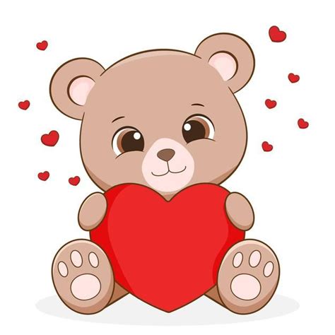 Premium Vector Cute Little Bear Holding Heart Desenhos Fofos De
