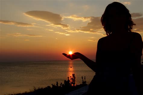 Free Images Landscape Sea Horizon Silhouette Sun Woman Sunrise