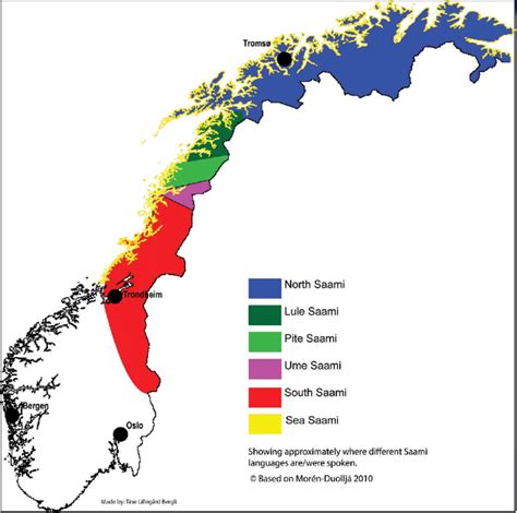 Sami Settlements And Where Different Sami Languages Are Spoken In