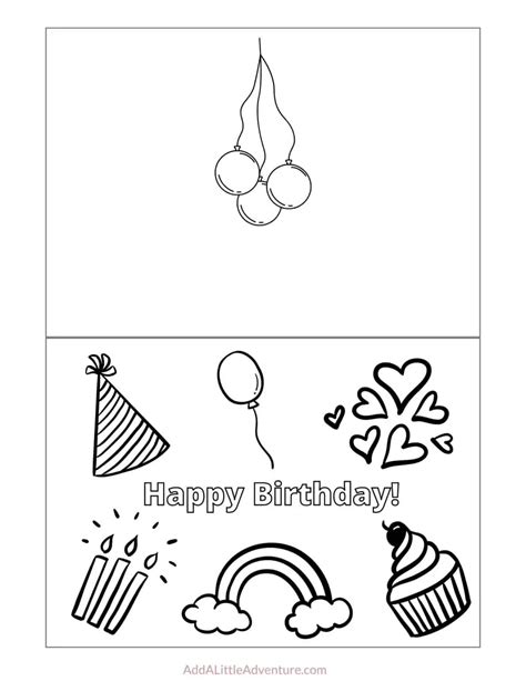 Foldable Printable Birthday Cards To Color Add A Little Adventure