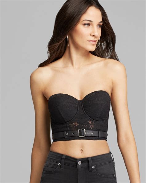 Lyst Guess Bustier Top Amber Lace In Black
