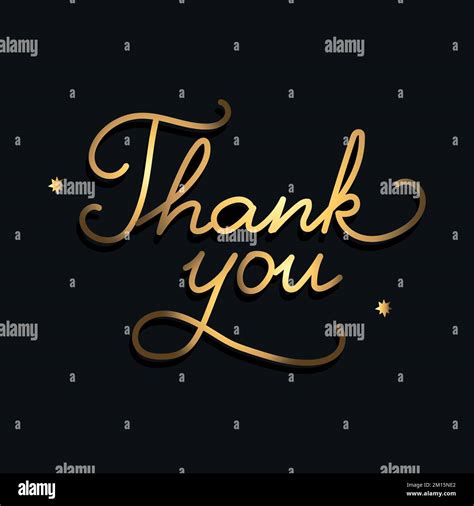 Hand Drawn Lettering Thank You Gold Phrase On Black Background