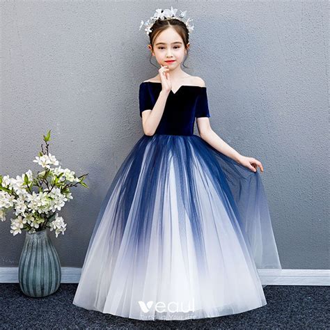 Alta calidad para vestidos de damita y ofertas en línea! Elegantes Marino Oscuro Degradado De Color Suede Vestidos ...