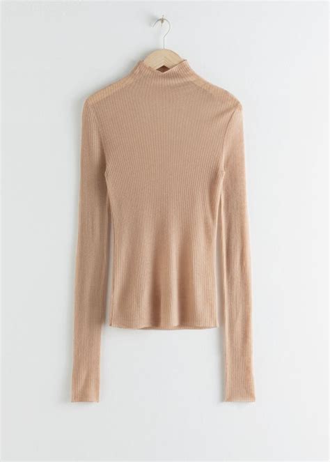 Fitted Cashmere Turtleneck Top Beige Turtlenecks And Other Stories