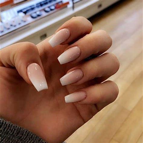 20 French Fade With Nude And White Ombre Acrylic Nails Coffin Nails