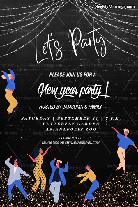 Black New Years Eve Dance Party Invitation Joyful People Seemymarriage