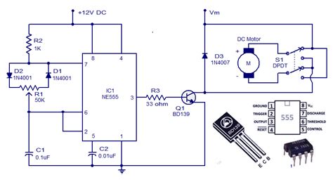 Schematic And Wiring Diagram Dc Motor Controller Circuit With Ne555