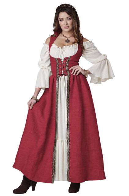 Brand New Medieval Overdress Renaissance Adult Costume Red Ebay