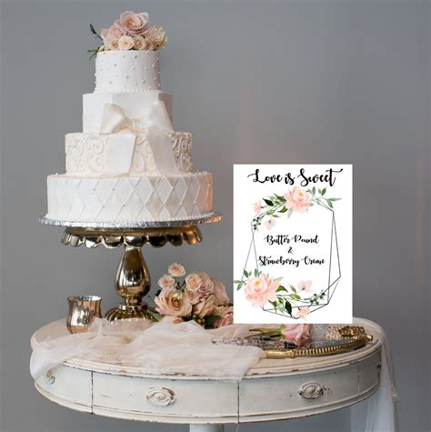 Wedding Cake Flavor Sign Printable Wedding Pink Wedding Sign - Etsy UK