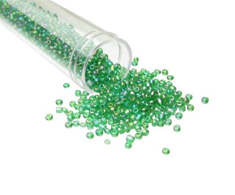 Glass Seed Beads In 30gram Tube Size 110 Transparent Forest Green