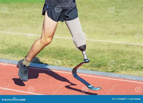 Runner With A Prosthetic Leg Amputee Sportsman Royalty Free Stock