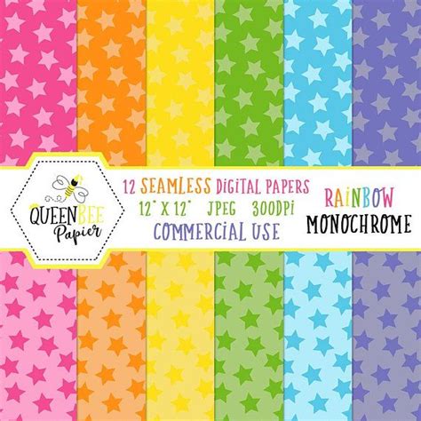 Rainbow Digital Paper Pack Commercial Use Seamless Digital Etsy