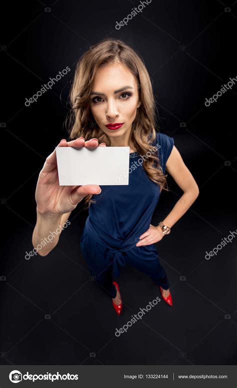 Businesswoman Showing Card — Stock Photo © Dmitrypoch 133224144