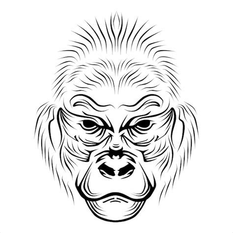 Premium Vector Hand Drawn Monkey Gorilla Tribal Illustration Black