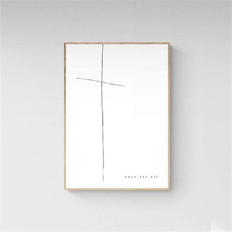 Once For All Christian Cross Art Print Modern Minimalist Etsy Uk