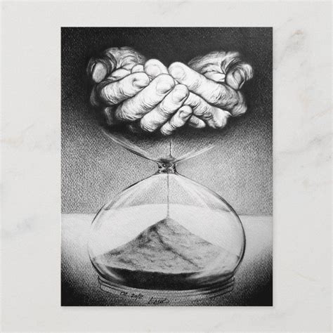 Time Hourglass Hands Pencil Drawing Surreal Art Postcard Surreal Art Pencil Drawings Sand