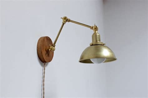 Brass Wall Sconce Plug In Sconce Barn Light Industrial Etsy Plug In