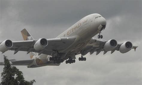 Etihad Airways Airbus A380 Take Off London Heathrow Airport