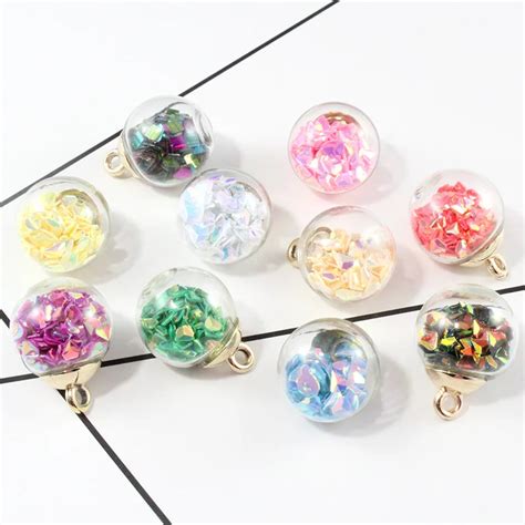 12pcs 16mm Glass Globe Charms Crystal Charms Crystal Ball Charm Rhinestone Inside Flicker