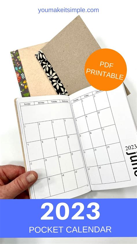2023 Mini Printable Pocket Calendar Minimalist Style You Make It Simple