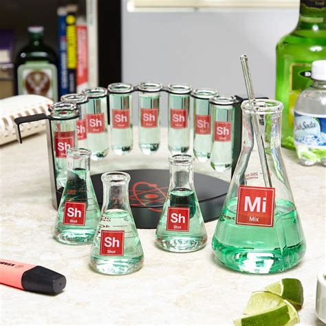 Test Tube Shooters With Lab Style Rack Party Bar Accessory Shot Glasses