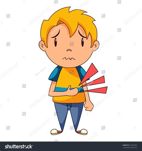 Stomach Ache Boy Vector Illustration Stock Vector Royalty Free