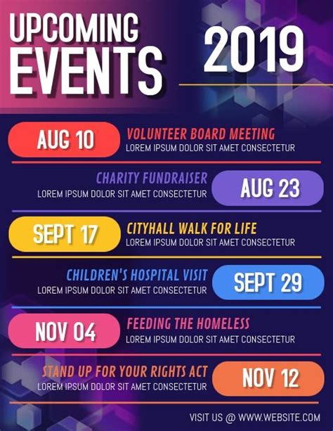 Upcoming Events Flyer Event Calendar Event Calendar Template Event