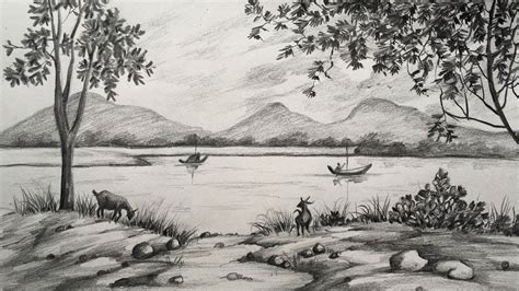 Simple Landscape Drawing In Pencil