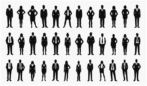 Business People Silhouette Set Business Man And Woman Silhouettes