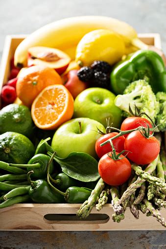 Fresh Colorful Vegetables And Fruits Stock Photo Download Image Now