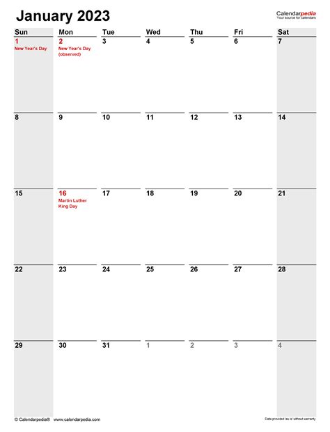 January 2023 Calendar Templates For Word Excel And Pdf