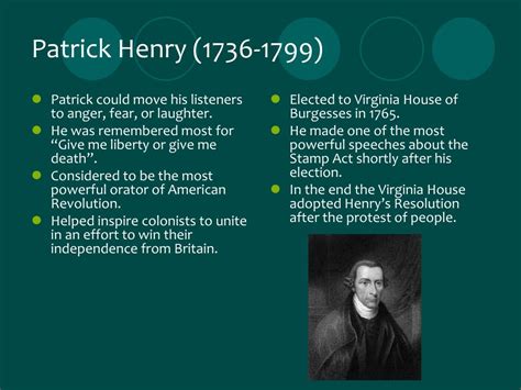 Ppt Patrick Henry Speech In The Virginia Convention Powerpoint