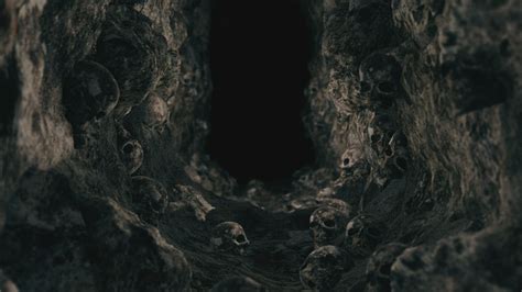 Dark Cave With Skulls Animation Free Stock Video