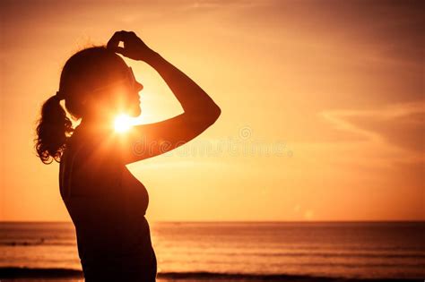 Woman Open Arms Under The Sunset Stock Photo Image Of Arms Recovery