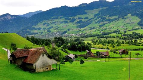Szwajcaria byłaby potężnym państwem, gdyby ktoś je. Tapety, zdjęcia - Domy, Szwajcaria, Lasy, Góry