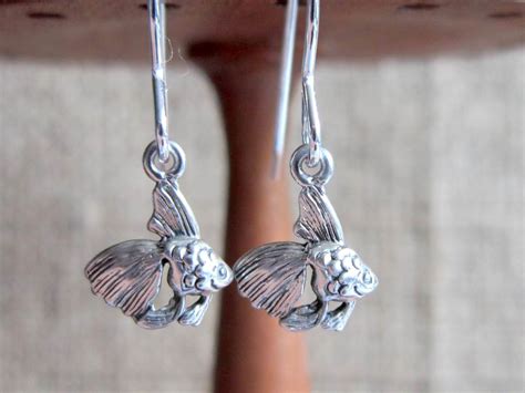 Sterling Silver Fantail Goldfish Earrings Dragonrat Jewellery