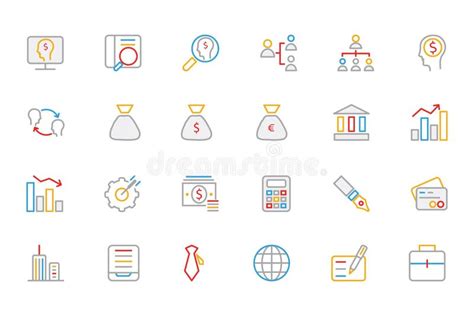 Business And Finance Colored Outline Icons 1 Stock Illustration