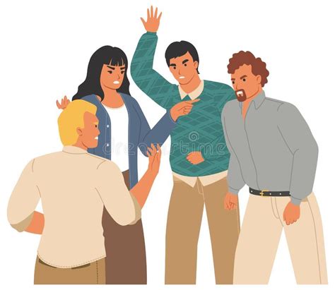 People Arguing And Fighting Vector Group Conflict Stock Vector Illustration Of People