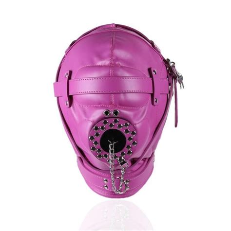 sex bondage discipline hood soft leather sensory deprivation mask with removable mouth cover