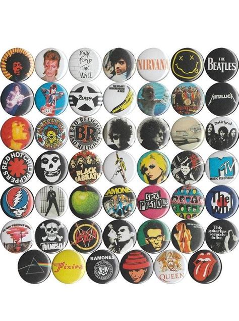 Rock Band Pins Buttons Badges Punk Metal Alternative Pop Etsy Pin