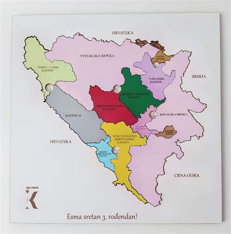 Mapa Bosne I Hercegovine Kantoni I Gradovi Orea