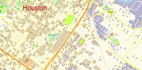 Houston Texas Us Pdf Map Vector Exact City Plan High Detailed Street
