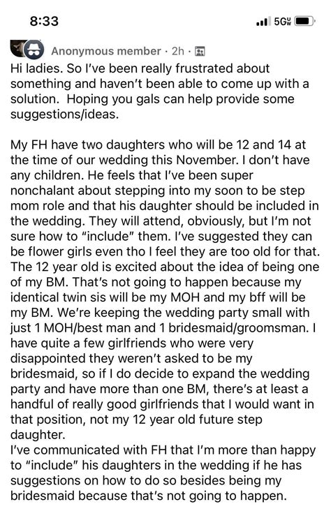 Op Doesn’t Want To Include New Step Daughters R Weddingshaming