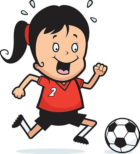 Girl Dribbling Soccer Ball Illustrations Royalty Free