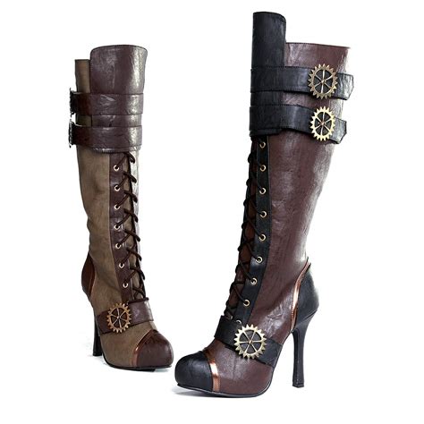 Womens Sexy Steampunk Lace Up High Heel Boots 4 Knee High Steampunk