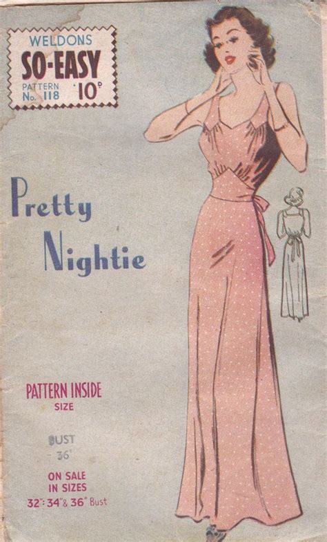 1940s Sewing Pattern Weldons No 118 Pretty Nightie Bust Etsy